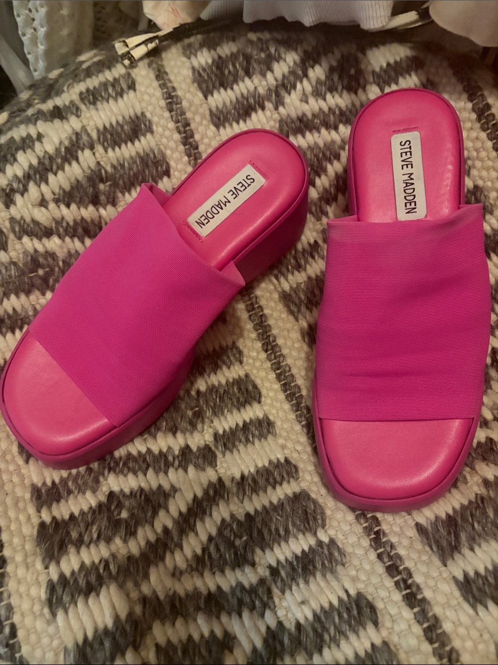 Steve Madden Hot Pink Slip-On Platform Mules